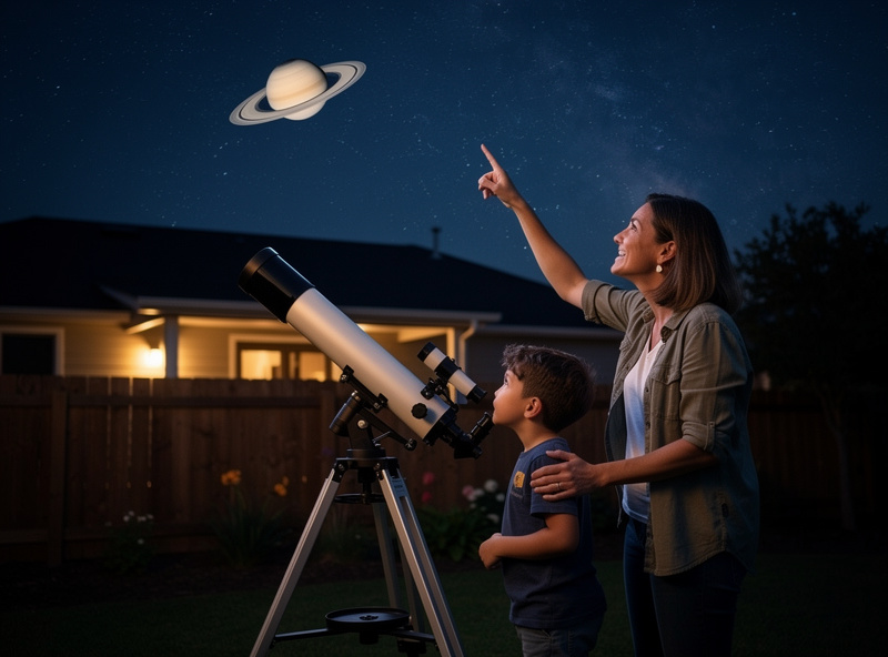 Apertura AD8 Dobsonian telescope set up on a lawn with eyepiece tray