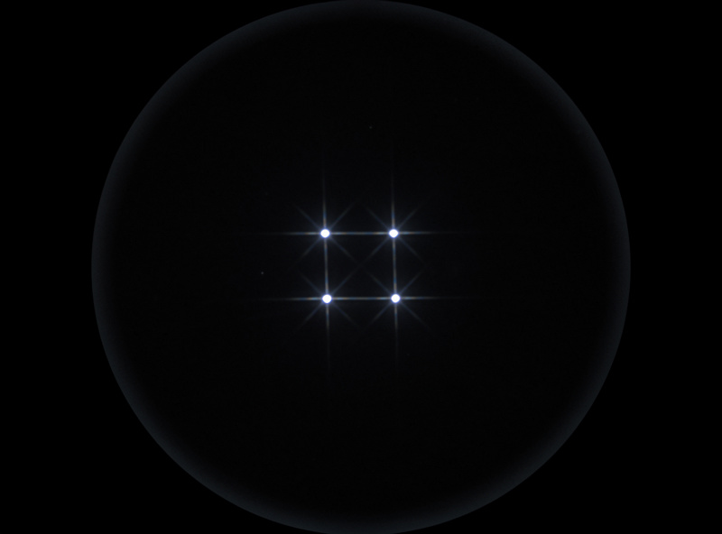Epsilon Lyrae double-double star system split into four stars at high magnification