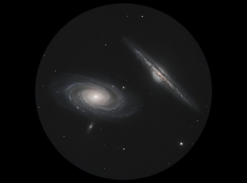 M81 and M82 galaxies in Ursa Major visible in the same telescope field showing spiral and irregular shapes
