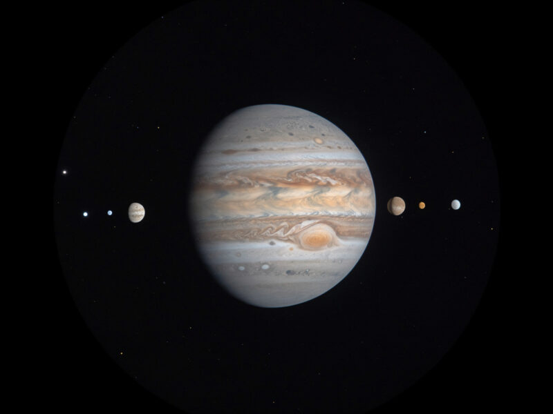 Jupiter Through a Telescope: Bands, Moons, and GRS