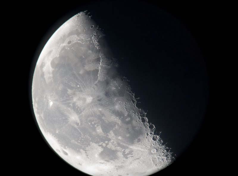 Crescent Moon showing crater shadows and relief at the terminator