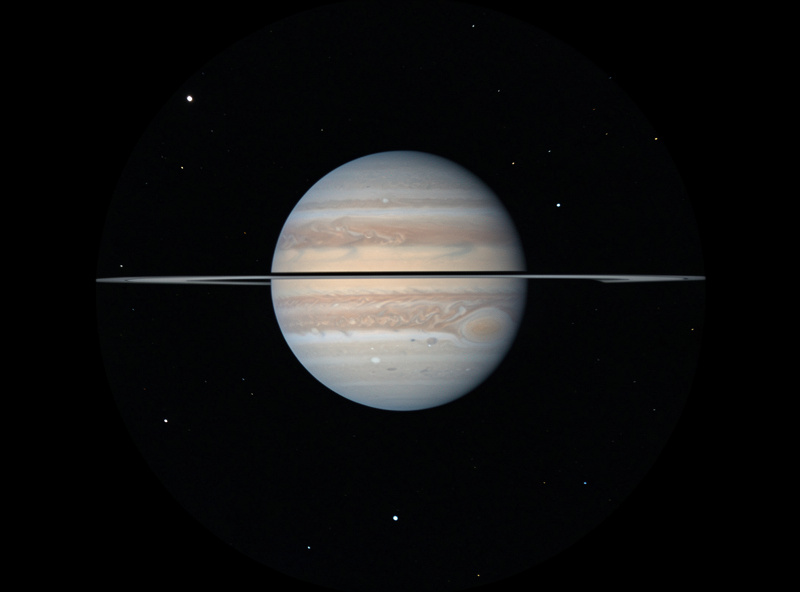 Saturn rings edge-on during ring plane crossing