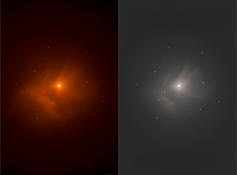 Software removing a light-pollution gradient from a deep-sky image, leaving a neutral background