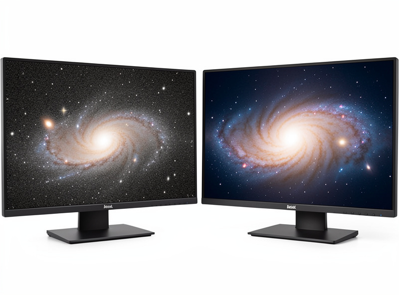 A raw grainy astrophoto beside a finished color-calibrated galaxy image