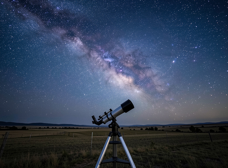 Telescope pointed at a clear dark Milky Way sky from a rural dark-sky site